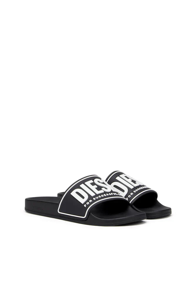 Diesel Sa-Mayemi-Pool Slides With 3D Logo "Black & White"