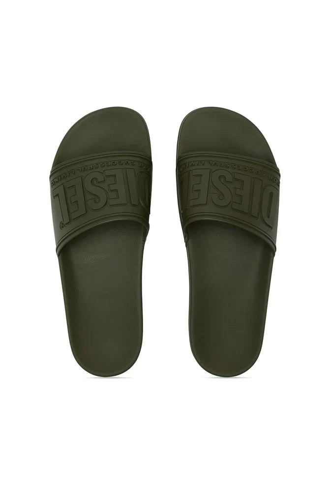 Diesel Sa-Mayemi-Pool Slides With 3D Logo "Green"