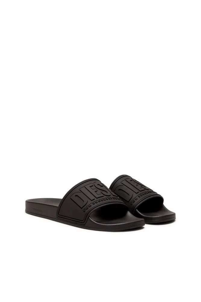 Diesel Sa-Mayemi-Pool Slides With 3D Logo "All Black"