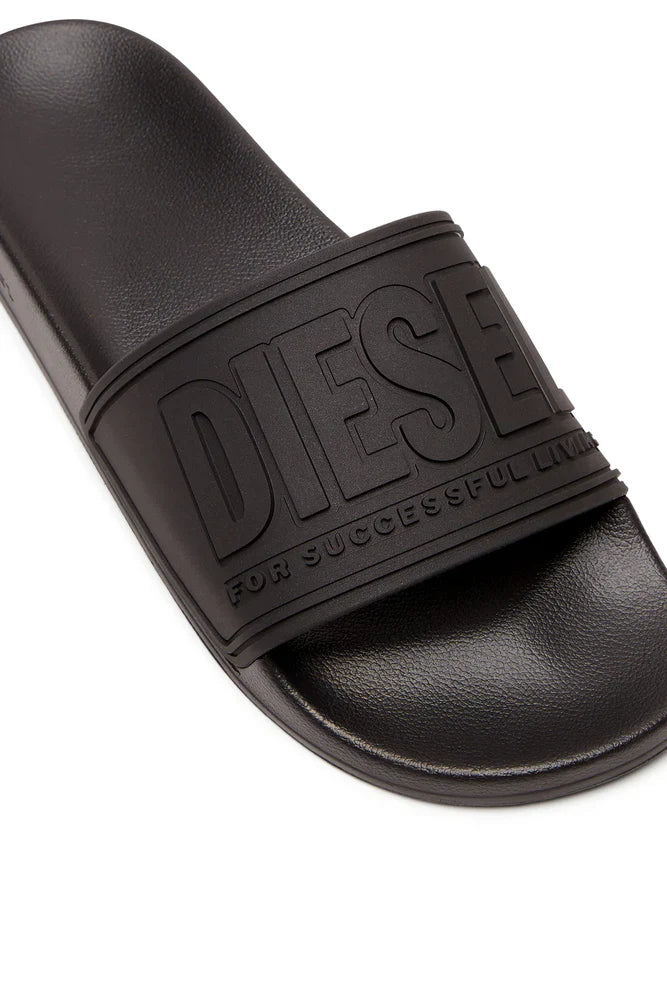 Diesel Sa-Mayemi-Pool Slides With 3D Logo "All Black"