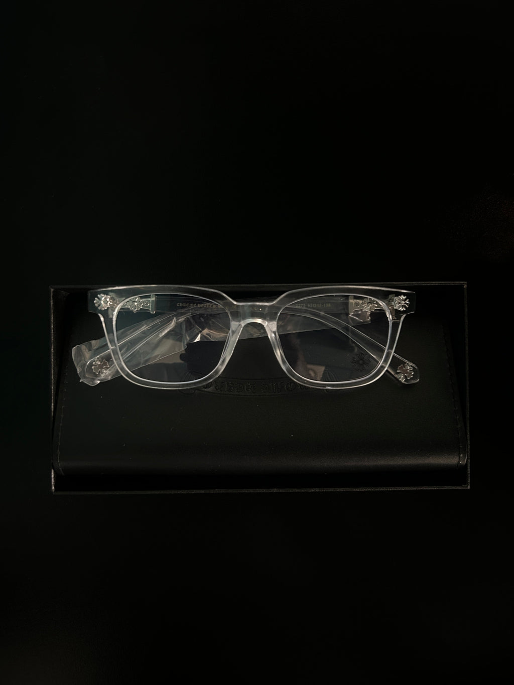 Chrome heart glasses - black & gold badges