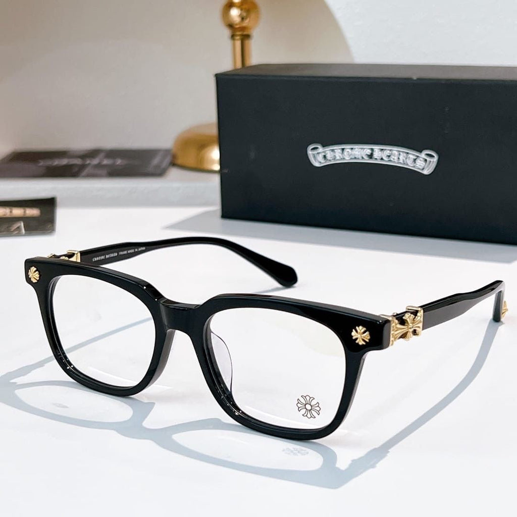 Chrome heart glasses - black & gold badges