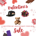 3 Fitted Cap + Mixed Bouquet +Teddy Bear