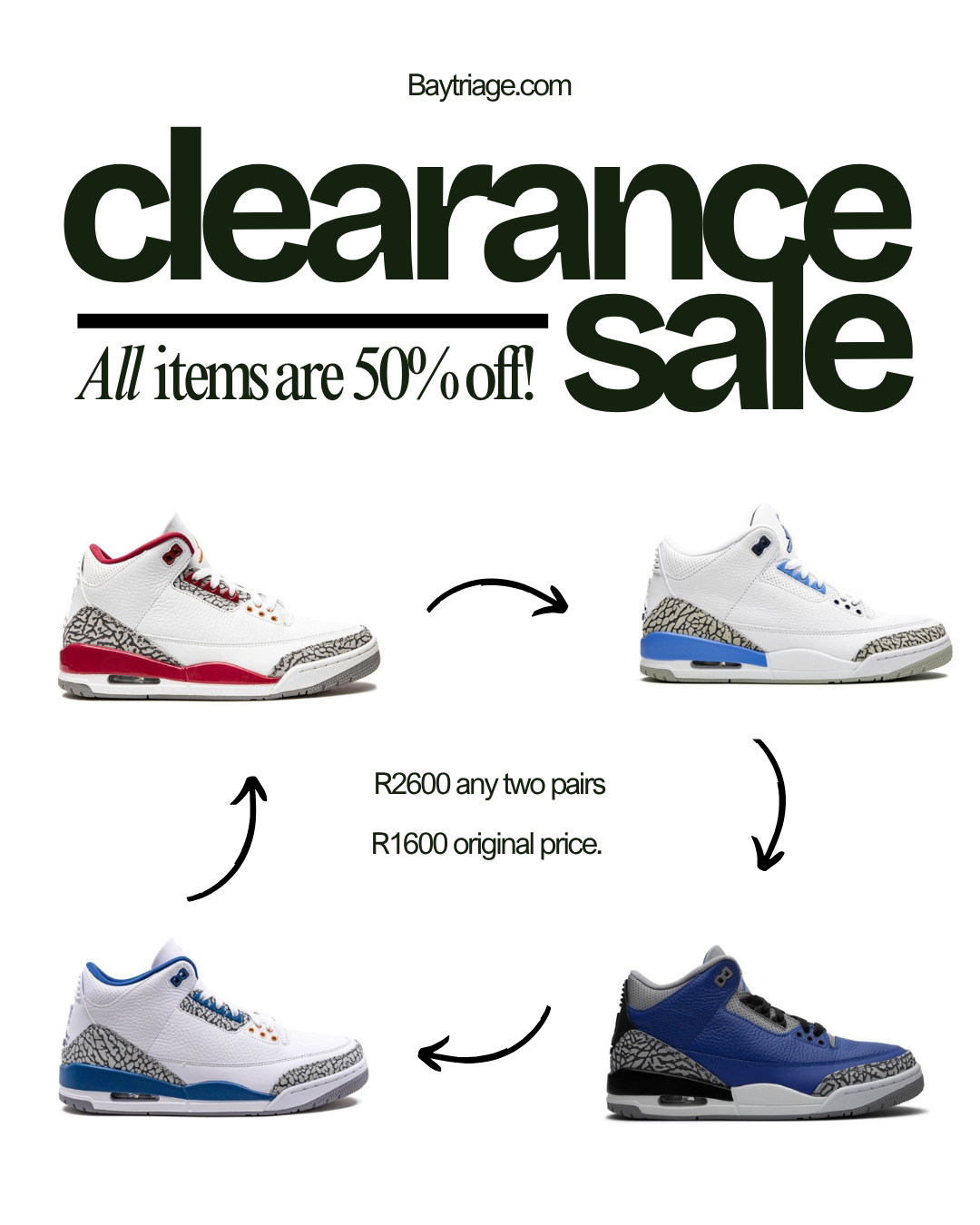 Any 2 Jordan 3's